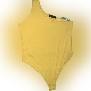 Eloquii Yellow One-Shoulder Bodysuit